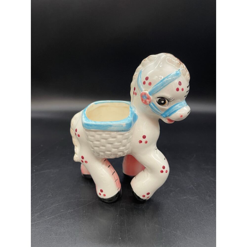 Vintage Pony / Horse / Donkey Polka Dot Figurine Planter Japan